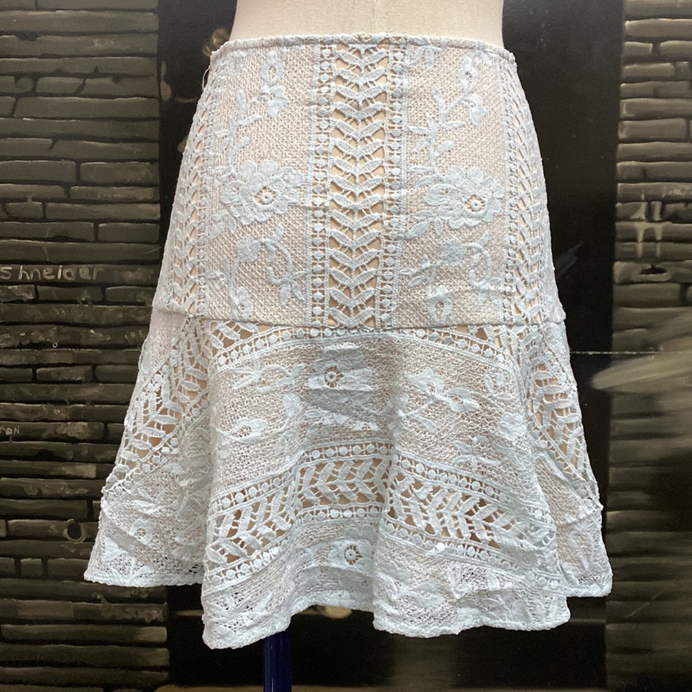 Baby Blue Lace Mini Skirt with Lining - Small - Picture 3 of 11